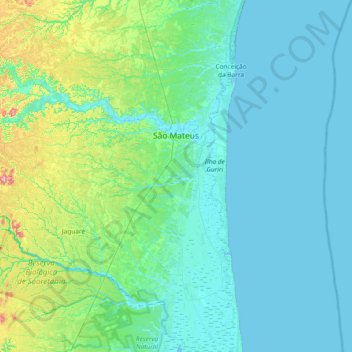 São Mateus topographic map, elevation, terrain