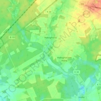 Habighorst topographic map, elevation, terrain