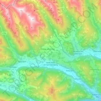 Sankt Peter am Kammersberg topographic map, elevation, terrain