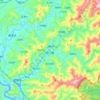 岔口镇 topographic map, elevation, terrain