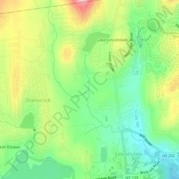 Lincolndale topographic map, elevation, terrain