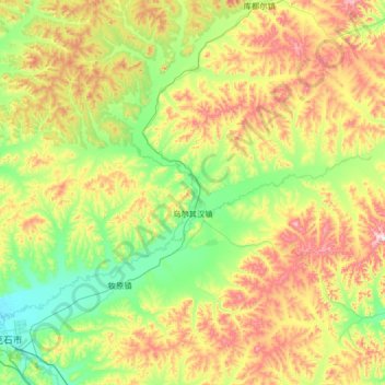 乌尔其汉镇 topographic map, elevation, terrain