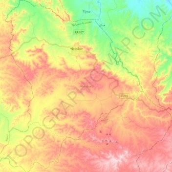 مطماطة topographic map, elevation, terrain