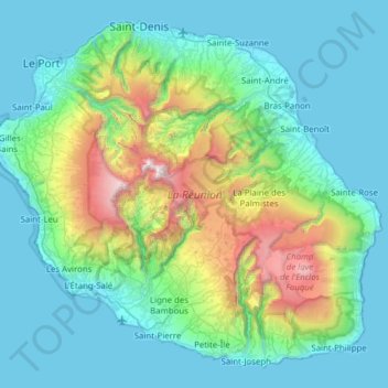 Académie de la Réunion topographic map, elevation, terrain