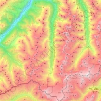 Kaunertal topographic map, elevation, terrain