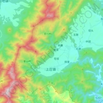 上庄镇 topographic map, elevation, terrain