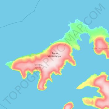 Alexandra Land topographic map, elevation, terrain