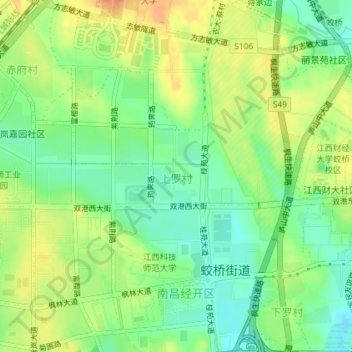 上罗村 topographic map, elevation, terrain
