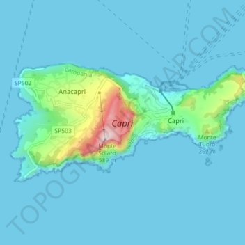 Anacapri topographic map, elevation, terrain