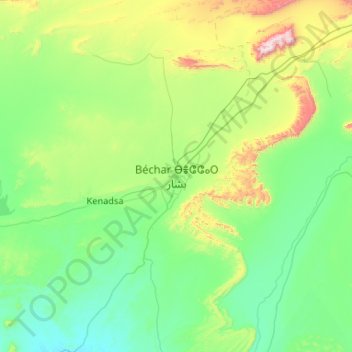 Béchar topographic map, elevation, terrain