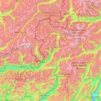Valtellina topographic map, elevation, terrain