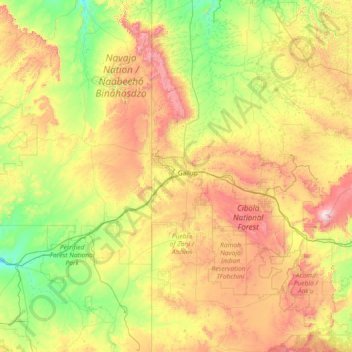Eastern Navajo Agency topographic map, elevation, terrain