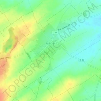 Ficheux topographic map, elevation, terrain