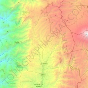 Guaranda topographic map, elevation, terrain