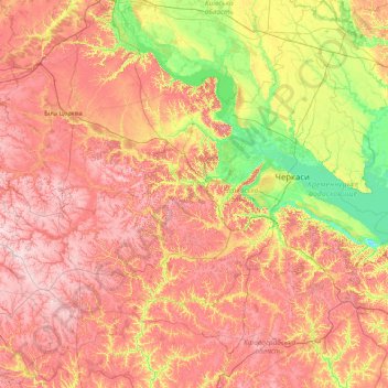 Черкасская область topographic map, elevation, terrain