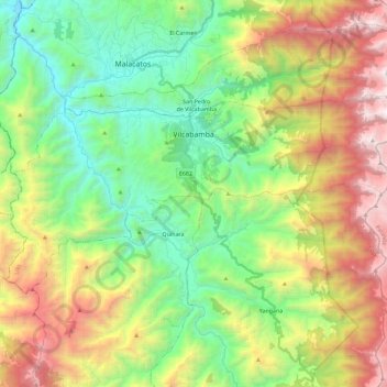 Vilcabamba topographic map, elevation, terrain