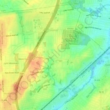 Colonia topographic map, elevation, terrain