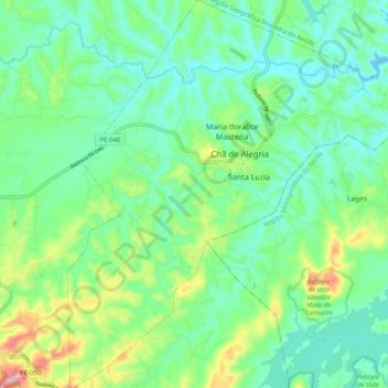 Chã de Alegria topographic map, elevation, terrain