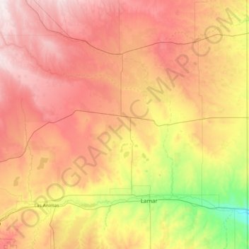 Kiowa County topographic map, elevation, terrain