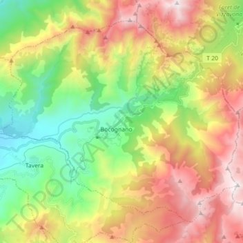 Bocognano topographic map, elevation, terrain