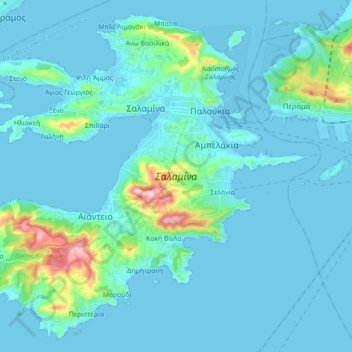 Salamis topographic map, elevation, terrain