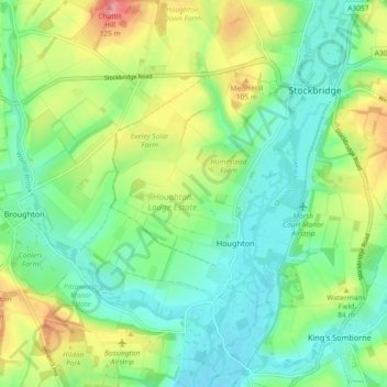 Houghton topographic map, elevation, terrain