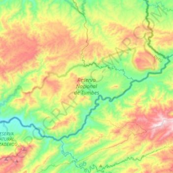 Reserva Nacional de Tumbes topographic map, elevation, terrain