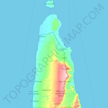 Bontomatene topographic map, elevation, terrain