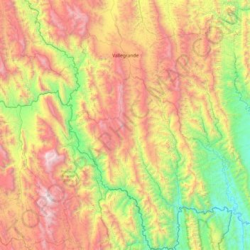 Vallegrande topographic map, elevation, terrain