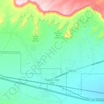 Thoreau topographic map, elevation, terrain