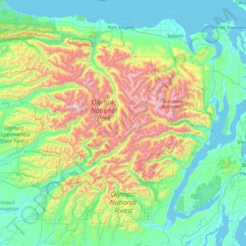 Olympic National Forest topographic map, elevation, terrain