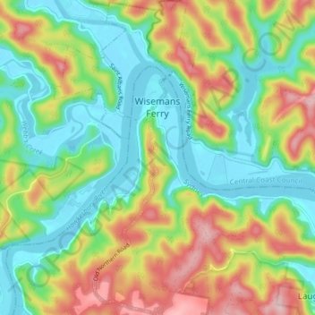 Wisemans Ferry topographic map, elevation, terrain