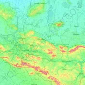 Wiehengebirge topographic map, elevation, terrain