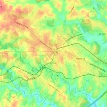 Lyman topographic map, elevation, terrain