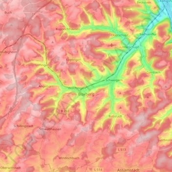Boxberg topographic map, elevation, terrain