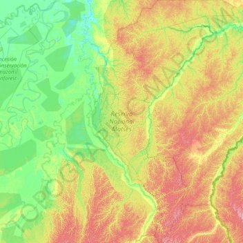 Reserva Nacional Matsés topographic map, elevation, terrain