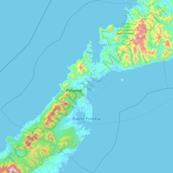 Puerto Princesa topographic map, elevation, terrain