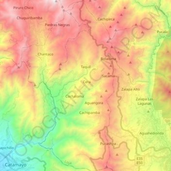Taquil topographic map, elevation, terrain