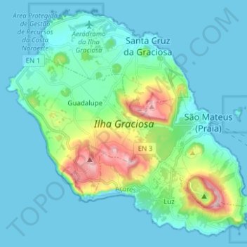 Santa Cruz da Graciosa topographic map, elevation, terrain