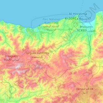 Province d'Al Hoceïma topographic map, elevation, terrain