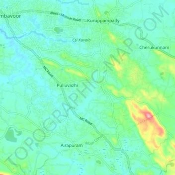 Rayamangalam topographic map, elevation, terrain