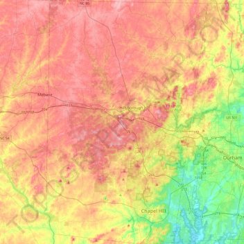 Orange County topographic map, elevation, terrain