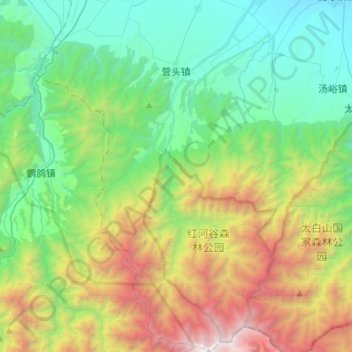 营头镇 topographic map, elevation, terrain
