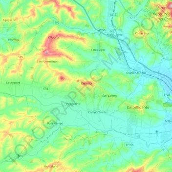 Osimo topographic map, elevation, terrain