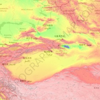 新疆维吾尔自治区 topographic map, elevation, terrain