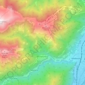 Montescheno topographic map, elevation, terrain