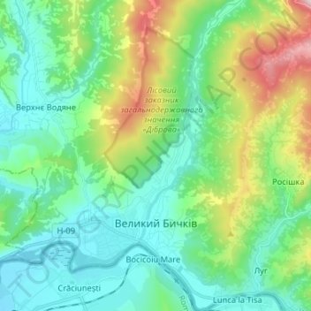 Великий Бычков topographic map, elevation, terrain