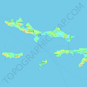 大长山岛镇 topographic map, elevation, terrain