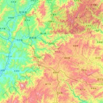 政和县 topographic map, elevation, terrain