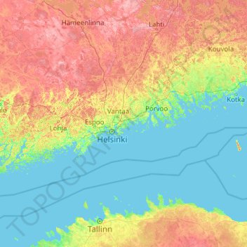 Uusimaa topographic map, elevation, terrain